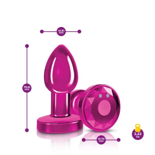 Cheeky Charms Pink Rechargeable Vibrating Metal Butt Plug w Remote Small - Image 2