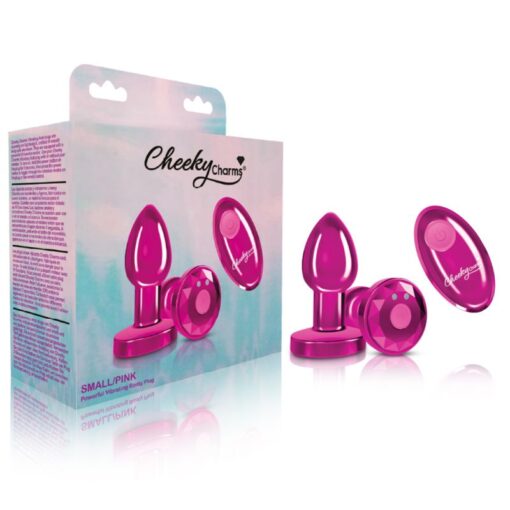 Cheeky Charms Pink Rechargeable Vibrating Metal Butt Plug w Remote Small - Image 4