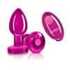 Cheeky Charms Pink Rechargeable Vibrating Metal Butt Plug w Remote Medium