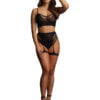 2PC Bra set with garters - Black - O/S