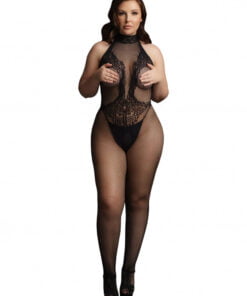 Fishnet and Lace Bodystocking - Black - OSX