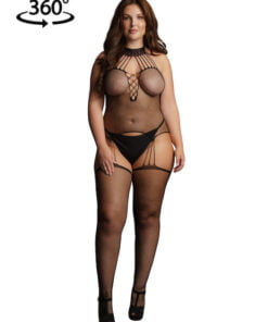 Suspender Fishnet Choker Bodystocking