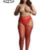 Suspender Rhinestone Pantyhose - Red - OSX