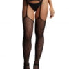 Fishnet and lace garterbelt stockings - Black - O/S