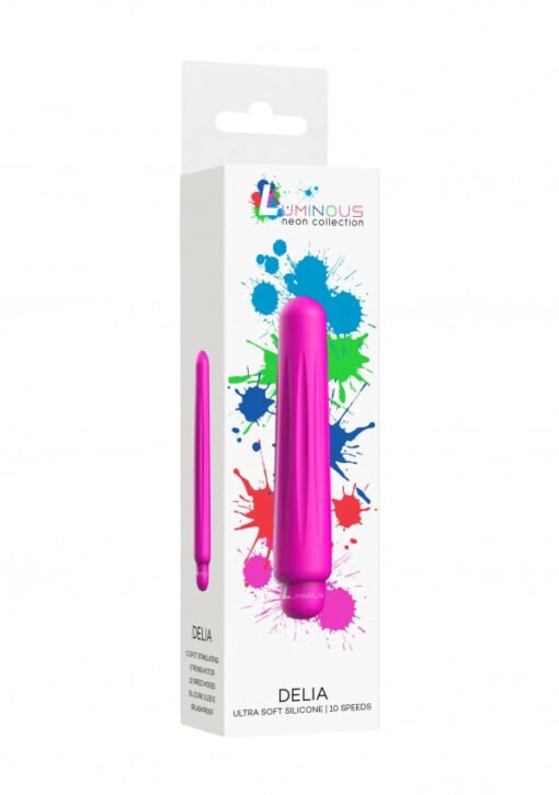 Delia - ABS Bullet With Silicone Sleeve - 10-Speeds - Fuchsia