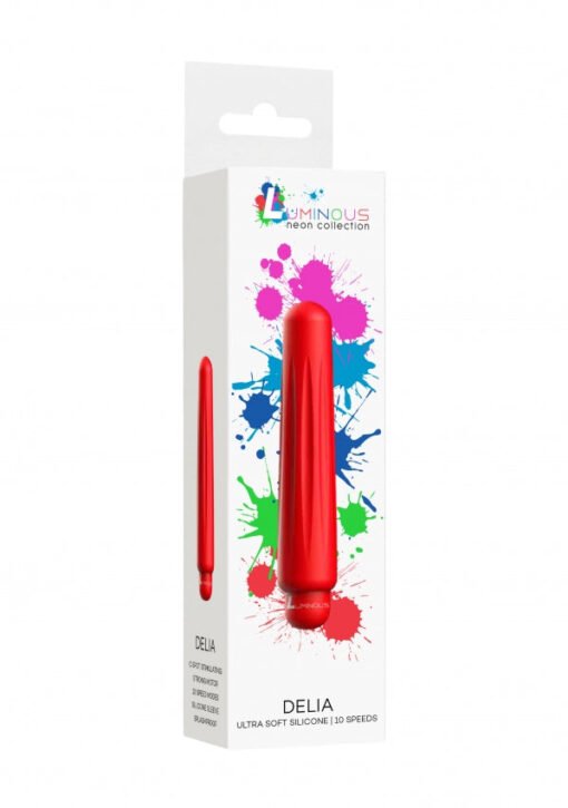 Delia - ABS Bullet With Silicone Sleeve - 10-Speeds - Red