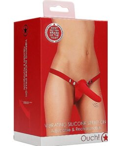 Vibrating Silicone Strap-On - Adjustable - Red