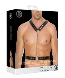 Twisted Bit Black Leather Harness - One Size - Black