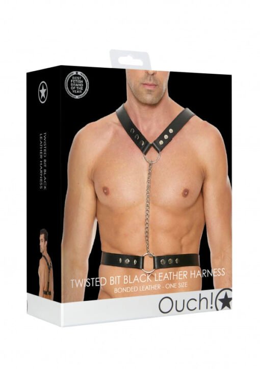 Twisted Bit Black Leather Harness - One Size - Black