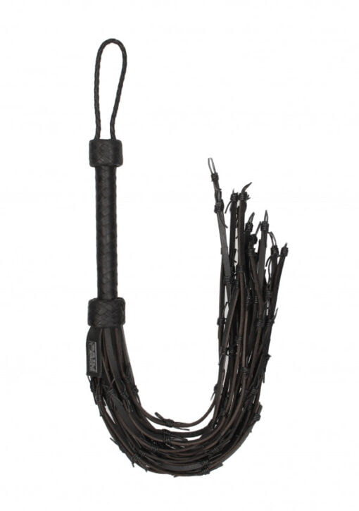 Saddle Leather With Barbed Wire Flogger 30 Inches - Black