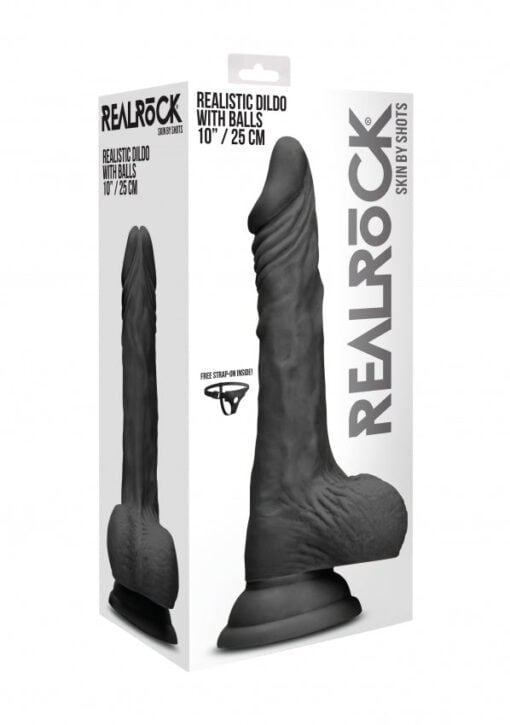 Realistic Dildo With Balls - 25 cm - Black