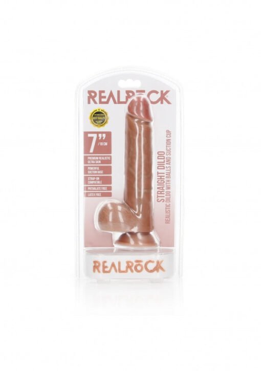 Straight Realistic Dildo with Balls and Suction Cup - 7''/ 18 cm