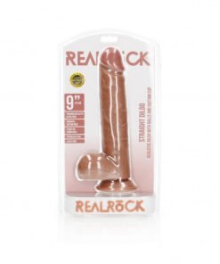 Straight Realistic Dildo with Balls and Suction Cup - 9''/ 23 cm