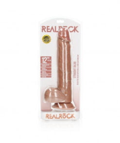 Straight Realistic Dildo with Balls and Suction Cup - 12''/ 30.5 cm