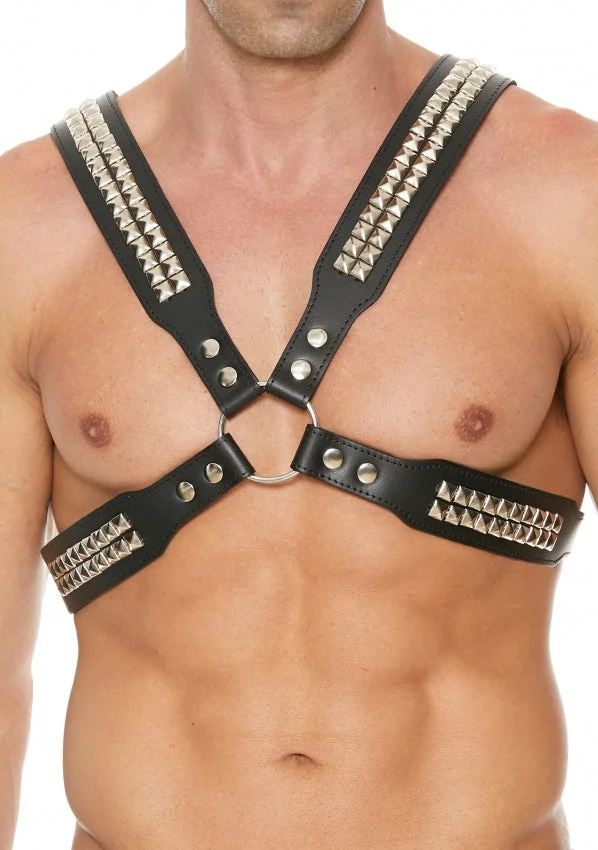 Men's Pyramid Stud Body Harness - Black
