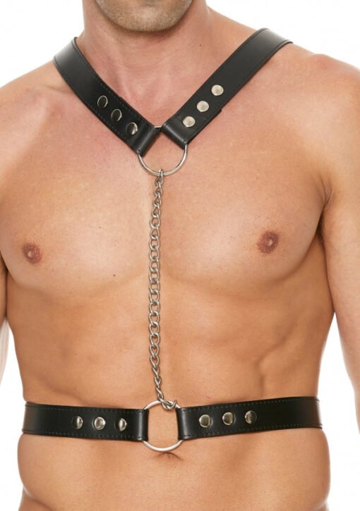 Twisted Bit Black Leather Harness - Black