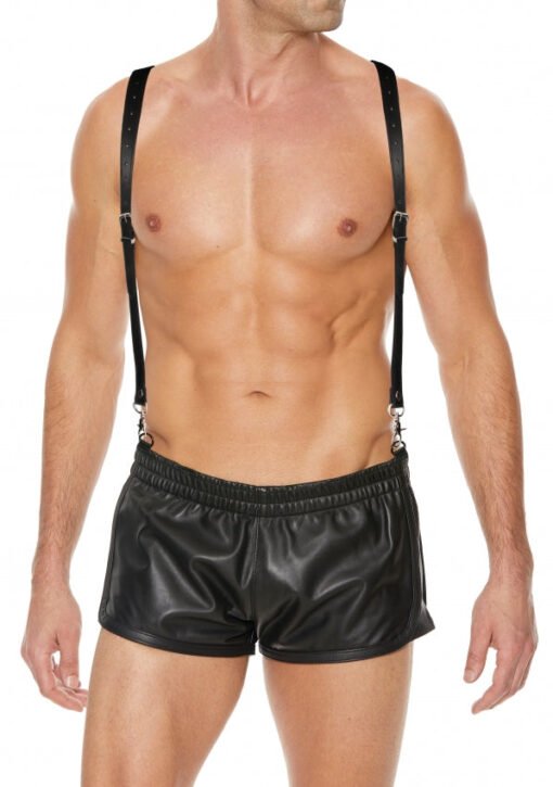 Men's Suspenders - Split Leather - Black