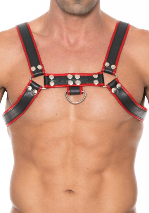 Chest Bulldog Harness - Black/Red - L/XL