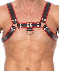 Chest Bulldog Harness - Black/Red - S/M