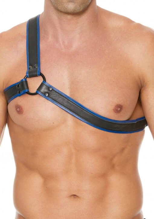 Gladiator Leather Harness - Black/Blue