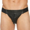 Striped Front With Zip Jock - Leather - Black/Black - L/XL