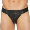 Striped Front With Zip Jock - Leather - Black/Black - S/M