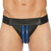 Striped Front With Zip Jock - Leather - Black/Blue - L/XL