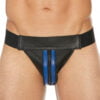 Striped Front With Zip Jock - Leather - Black/Blue - S/M