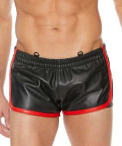 Versatile Leather Shorts - Black/Red - L/XL