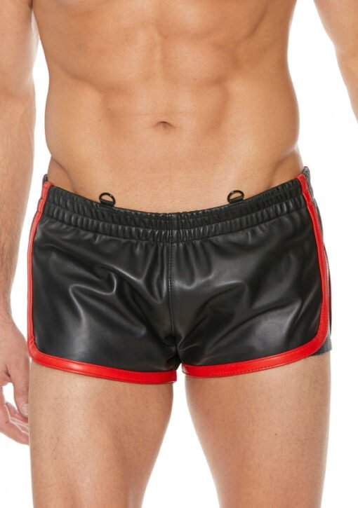 Versatile Leather Shorts - Black/Red - L/XL