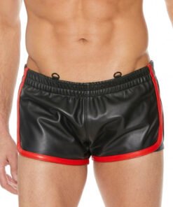 Versatile Leather Shorts - Black/Red - S/M