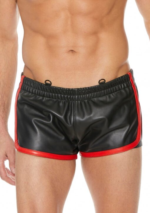 Versatile Leather Shorts - Black/Red - S/M