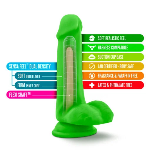 Neo Dual Density Cock With Balls 6in Neon Green - Image 8
