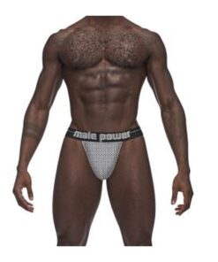 Male Power Sexagon Micro V Thong Grey