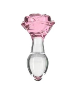 Pillow Talk Rosy Luxurious Glass Anal Plug w Clear Gem