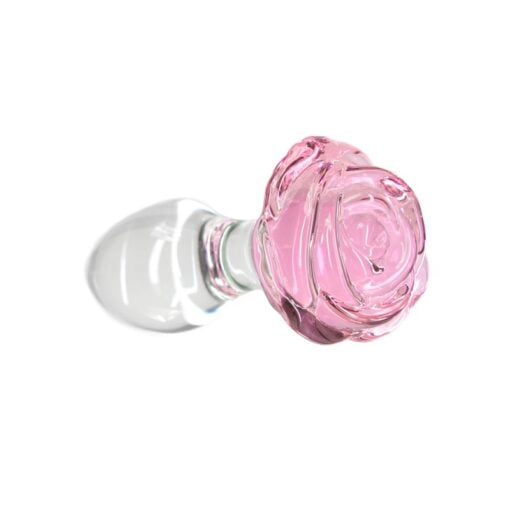 Pillow Talk Rosy Luxurious Glass Anal Plug w Clear Gem - Image 2