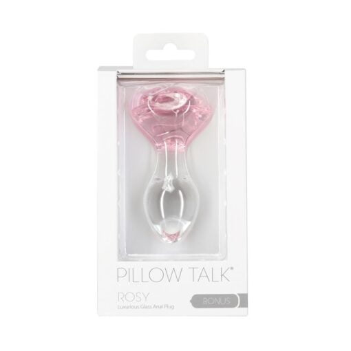 Pillow Talk Rosy Luxurious Glass Anal Plug w Clear Gem - Image 4