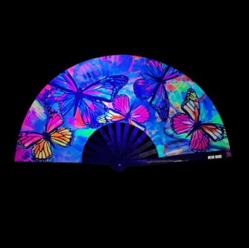 Flutter By Butterfly Blacklight Folding Fan - Image 2