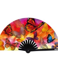 Butterfly Garden Blacklight Folding Fan