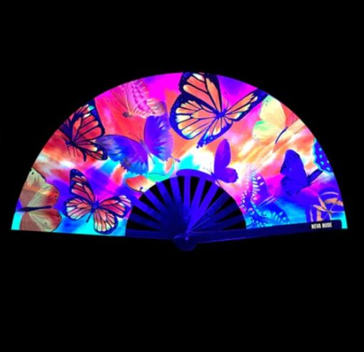 Butterfly Garden Blacklight Folding Fan - Image 2