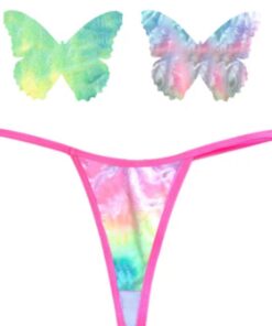 Rainbow Sherbet Tie Die Butterfly Pastie and Panty Set