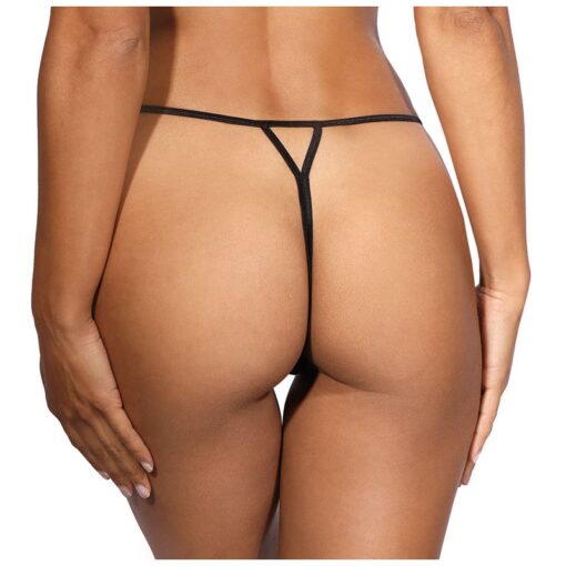 Lace Open Front G-String Black - Image 2