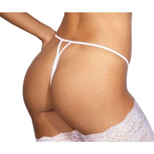 Lace Open Front G-String White - Image 2