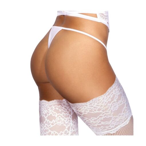 Microfiber and Lace G-String with Studs White - Image 3