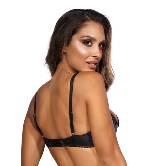 Wetlook Half Cup Zip Bra Black - Image 2