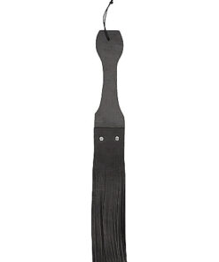 Wooden Handle Belt Whip Flogger Leather - Black