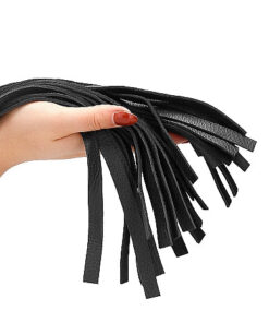 Sparkling Pointed Handle Leather Flogger - Black