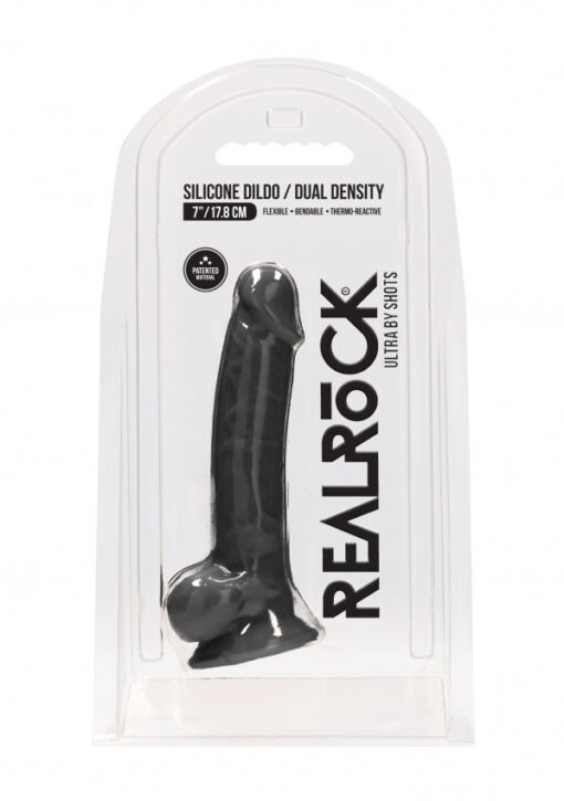 Silicone Dildo With Balls 17 x 8cm Black