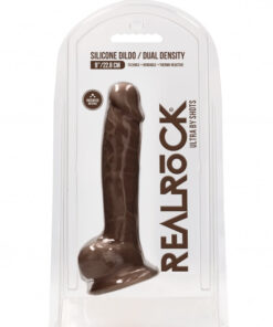 Silicone Dildo With Balls 21 x 8cm Brown