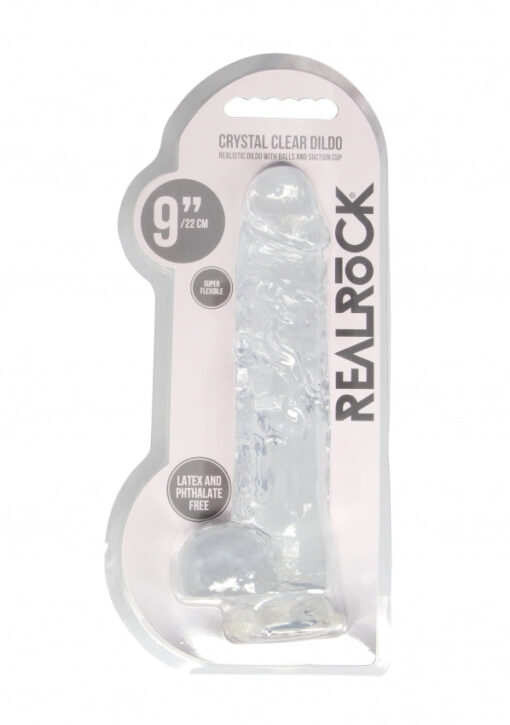 9 Inch / 23 cm Realistic Dildo With Balls - Transparent